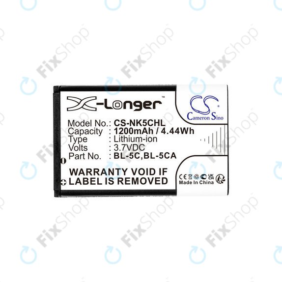 Bateria do Nokia 1208, 1110, 2310, 1200mAh, Li-ion, 3.7V, BL-5C, HQ