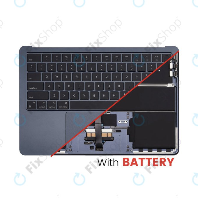 Górna rama klawiatury do MacBook Air 13", A3113 (2024), z klawiaturą US i baterią, Midnight, 661-40230, Genuine Apple