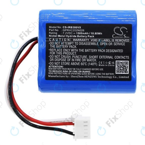 Bateria do iRobot Braava 2000, 300, 380, 380T, 381, 390, Mint 5200, Mint Plus 5200, Proscenic JOJO Professional, GPRHC202N026, 4409709, W206001001399, Ni-MH, 7,2V 1500mAh, HQ