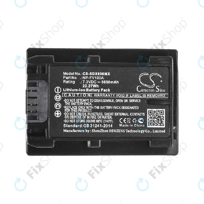 Bateria do Sony Fdr-Ax33, Sony Fdr-Ax40, 3050mAh, Li-Ion, 7.3V, NP-FV100A, HQ