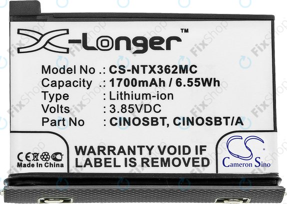Bateria do Insta360 One X2, 1700mAh, Li-Ion, 3.85V, CINOSBT, HQ
