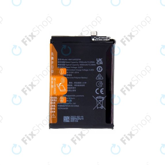 Bateria do Honor X8, HB416492EFW, 4000mAh