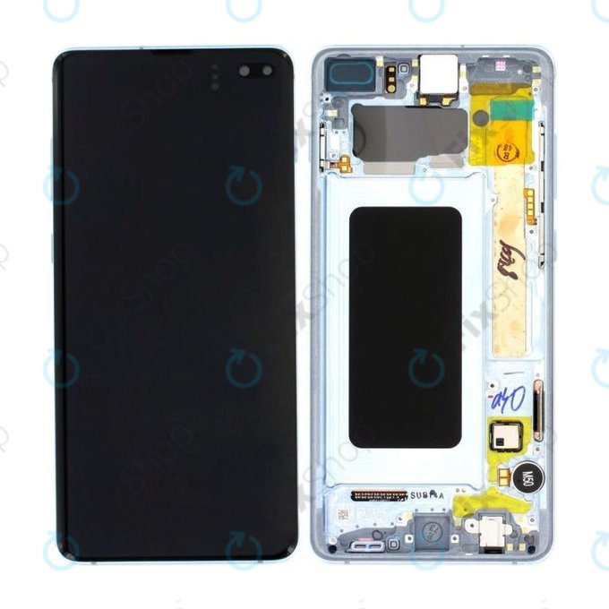 Wyświetlacz do Samsung S10 Plus G975F, Ekran dotykowy z ramką, GH82-18849C, GH82-18834C, Prism Blue, Genuine Service Pack
