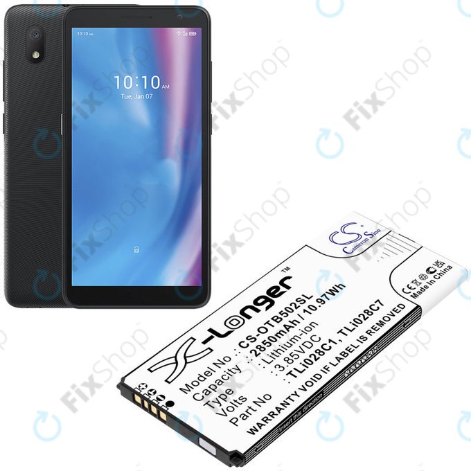 Bateria do Alcatel 1b 2020, Alcatel Ot-5002a, 2850mAh, Li-Ion, 3.85V, TLI028C1, HQ