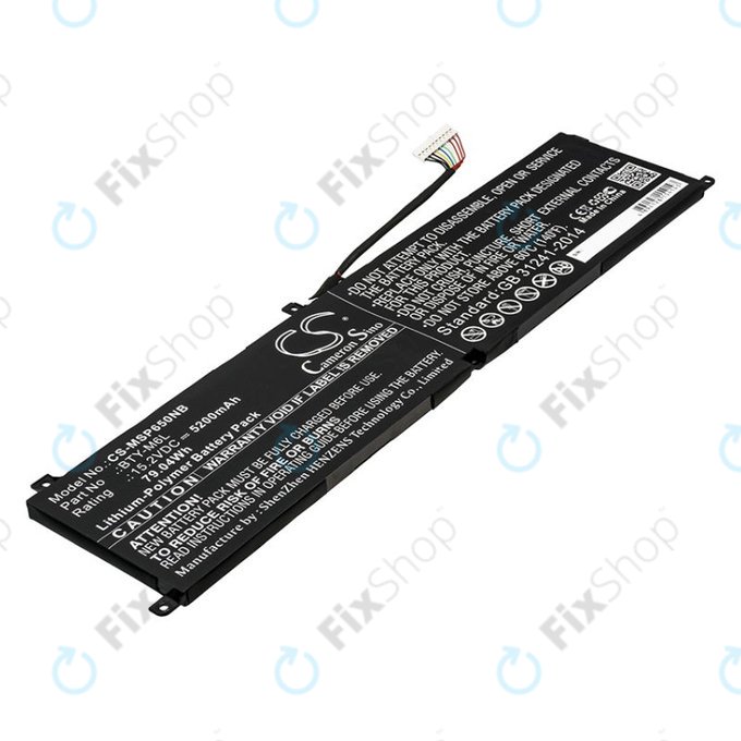 Bateria do MSI GS65 Stealth Thin, PS63, P65 Creator 8RF, 5200mAh, Li-Pol, 15.2V, BTY-M6L, HQ