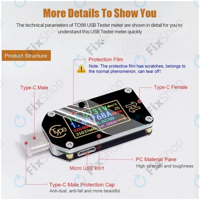 Multimetr USB (USB‑C), Joy-it JT-TC66C