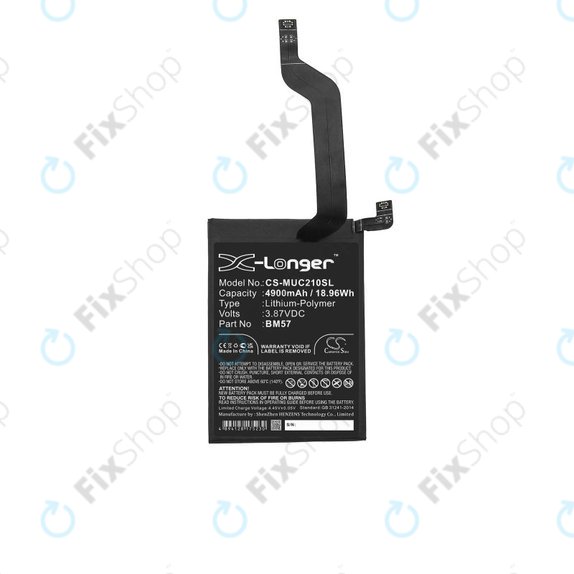 Bateria do Xiaomi Redmi Note 10 Pro M2101K6G, M2101K6R, BM57, 4900mAh, HQ
