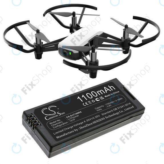 Bateria do DJI Tello, 1100mAh, Li-Pol, 3.8V, T01, HQ