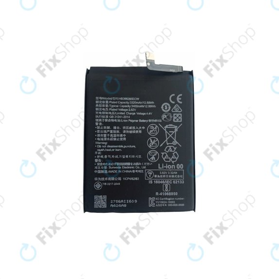 Bateria do Huawei P20, Honor 10, HB396285ECW, 3400mAh