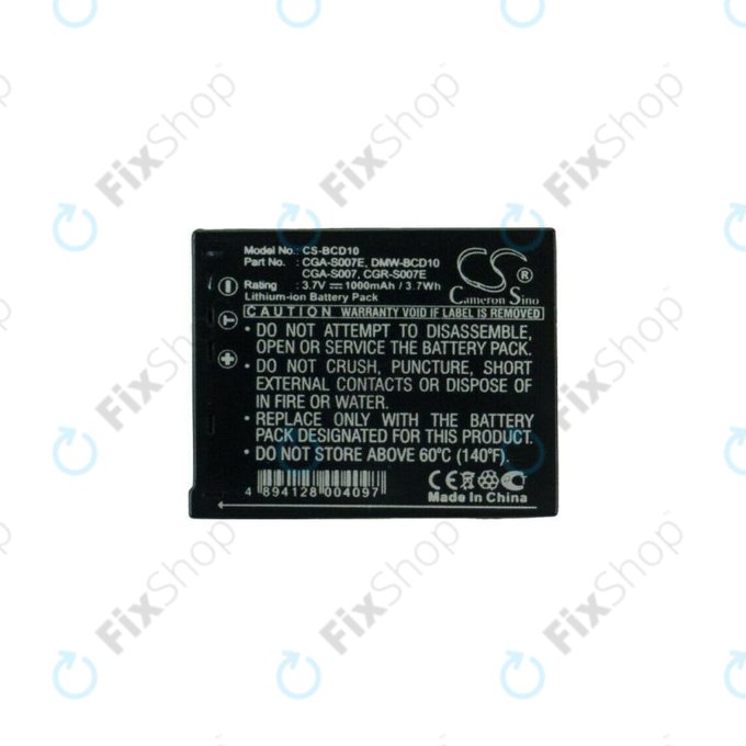 Bateria do Panasonic Lumix DMC-TZ1, TZ2, TZ3, TZ4, TZ5, TZ11, TZ15, TZ50, CGA-S007 / CGR-S007, Li-Ion, 1000mAh, HQ