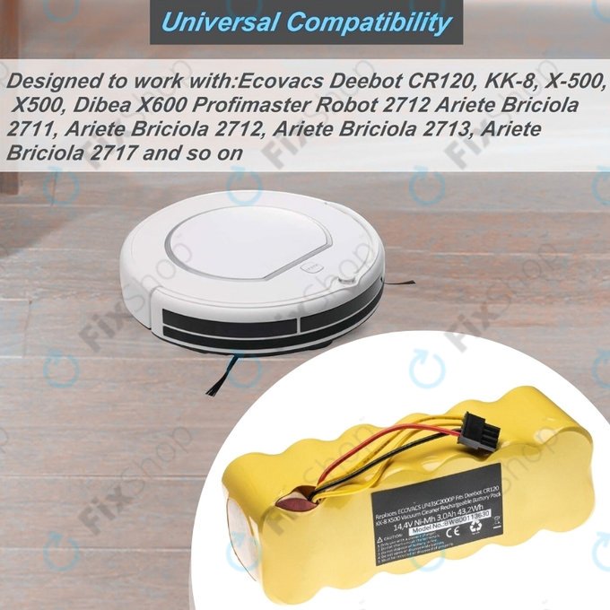 Bateria do Ecovacs Deebot CR120, KK-8, X500, LP43SC2000P, Ni-MH, 14,4V 3000mAh