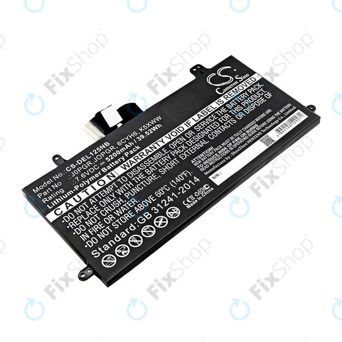 Bateria do Dell Latitude 5290, Latitude 12 5285, 5200mAh, Li-Pol, 7.6V, J0PGR, HQ