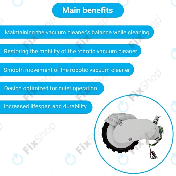 Koło z silnikiem do Xiaomi Robot Vacuum X20, S10, Dreame X30, X20, X10 Pro, Right, Biały, White