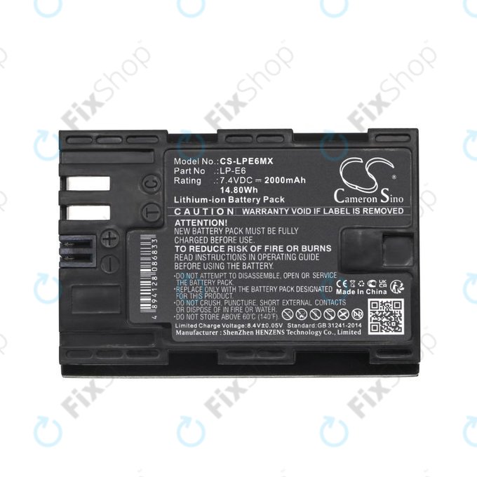 Bateria do Canon EOS 5D Mark II, EOS 7D, EOS 70D, 2000mAh, Li-Ion, 7.4V, LP-E6, HQ