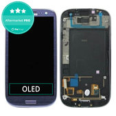 Wyświetlacz OLED do Samsung S3 i9300, Ekran dotykowy z ramką, Pebble Blue