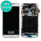 Wyświetlacz OLED do Samsung S4 i9505, Ekran dotykowy z ramką, White Frost