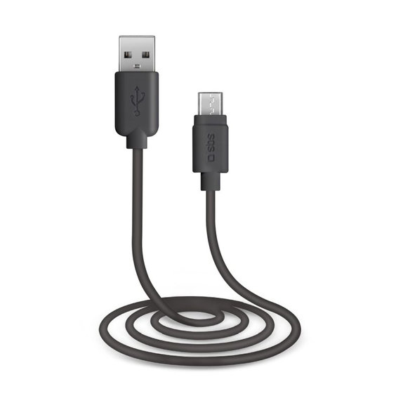 Kabel do ładowania danych USB-A – Micro-USB 2.0, 1m, 5W, Czarny, Black, SBS