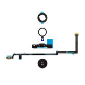 Zestaw przycisku Home z taśmą flex, uchwytem, plastikowym okręgiem i uszczelką do iPad Air, Czarny, Black