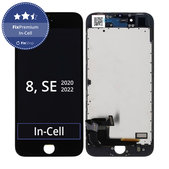 Wyświetlacz In-Cell dla iPhone 8, SE (2020), SE (2022), Black, Ekran dotykowy z ramką, FixPremium