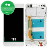 Wyświetlacz do Huawei P9 Lite Mini, Y6 Pro (2017), Ekran dotykowy z ramką, Biały, White, TFT