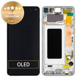 Wyświetlacz do Samsung S10 G973F, Ekran dotykowy z ramką, GH82-18850B, GH82-18835B, Prism White, Genuine Service Pack