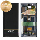 Wyświetlacz do Samsung Note 10 Plus, Ekran dotykowy z ramką, GH82-20838A, G82-20900A, Aura Black, Genuine Service Pack