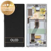 Wyświetlacz do Samsung Note 10 Plus, Ekran dotykowy z ramką, GH82-20838B, G82-20900B, Aura White, Genuine Service Pack