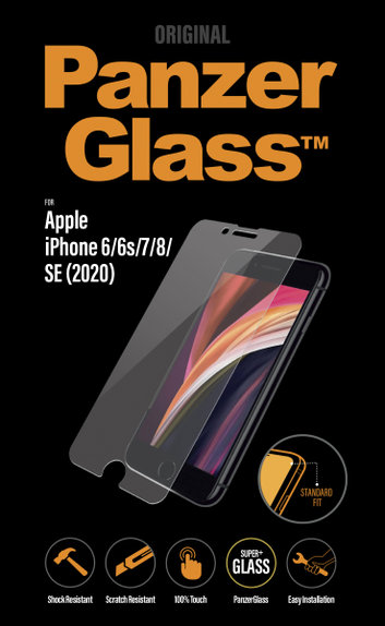 Szklo hartowane do iPhone SE 2020, 8, 7, 6s, 6, Standard Fit, Przezroczysty, Transparent, PanzerGlass