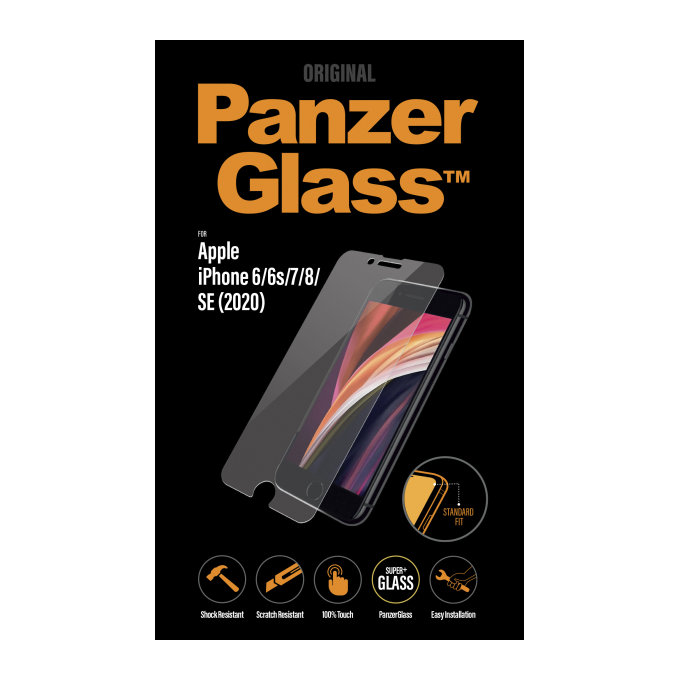 Szklo hartowane do iPhone SE 2020, 8, 7, 6s, 6, Standard Fit, Przezroczysty, Transparent, PanzerGlass
