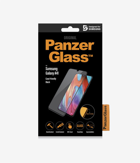 Szklo hartowane do Samsung A41, Case Friendly, Czarny, Black, PanzerGlass