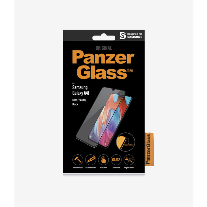 Szklo hartowane do Samsung A41, Case Friendly, Czarny, Black, PanzerGlass