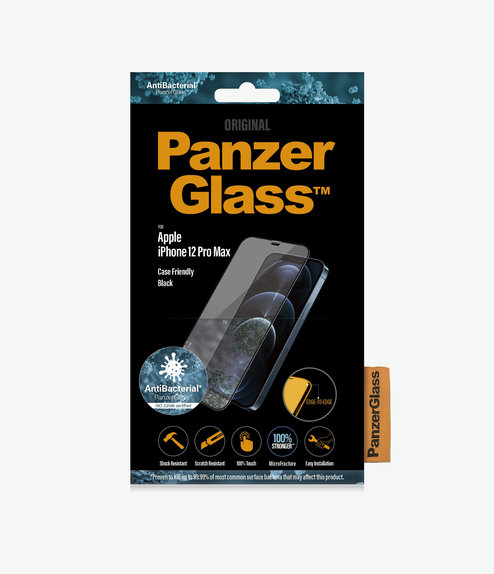 Szklo hartowane do iPhone 12 Pro Max, Case Friendly AB, Czarny, Black, PanzerGlass