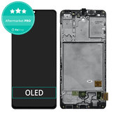 Wyświetlacz OLED do Samsung A41 A415F, Ekran dotykowy z ramką, Prism Crush Black