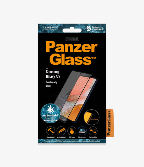 Szklo hartowane do Samsung A72, Case Friendly AB, Czarny, Black, PanzerGlass