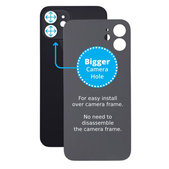 Tylne szklo z duza dziura na aparat do iPhone 12, Czarny, Black