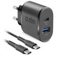 Ladowarka 18W USB, USB-C i Kabel USB-C / USB-C, Czarny, Black, SBS