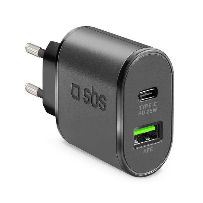 Ladowarka 25W USB, USB-C, czarny, black, SBS