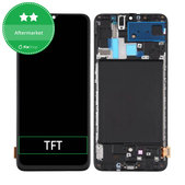 Wyświetlacz do Samsung A70 A705F, Ekran dotykowy z ramką, Czarny, Black, TFT