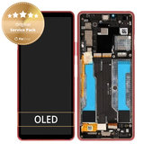 Wyświetlacz do Sony Xperia 10 III, Ekran dotykowy z ramką, A5034095A, Różowy, Pink, Genuine Service Pack