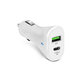 Ładowarka samochodowa USB-C, PD 20W i USB-A AFC 18W, Biały, White, SBS