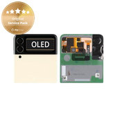 Wyświetlacz (External) do Samsung Z Flip 3 F711B, Ekran dotykowy z ramką, GH97-26773B, Kremowy, Cream, Genuine Service Pack