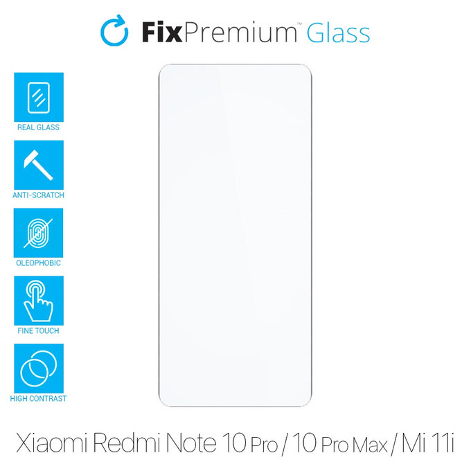 Szklo hartowane do Xiaomi Redmi Note 10 Pro, 10 Pro Max, Mi 11i, Poco F3, FixPremium