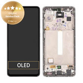 Wyświetlacz do Samsung A52s 5G A528B, Ekran dotykowy z ramką, GH82-26861D, GH82-26863D, GH82-26910D, GH82-26909D, Awesome White, Genuine Service Pack