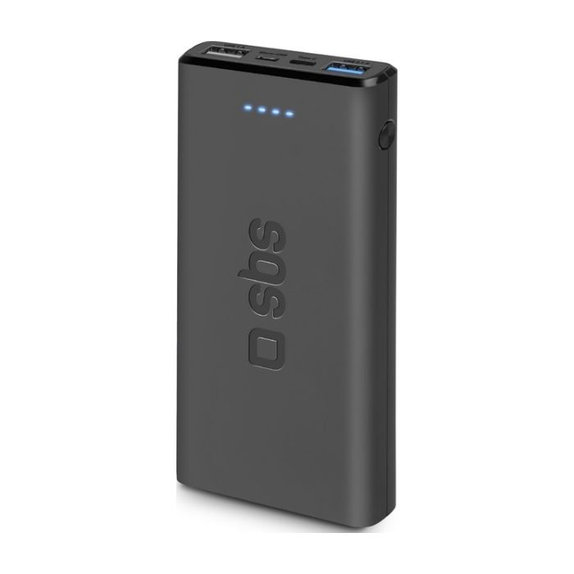 PowerBank 10 000 mAh, 2x USB, 2,1A, czarny, black, SBS