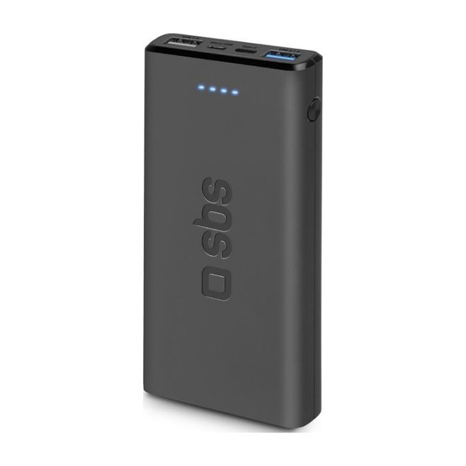 PowerBank 10 000 mAh, 2x USB, 2,1A, czarny, black, SBS
