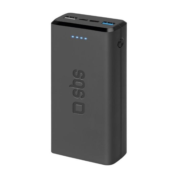 PowerBank 20 000 mAh, 2x USB, 2,1A, czarny, black, SBS