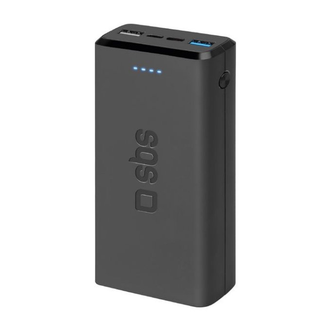 PowerBank 20 000 mAh, 2x USB, 2,1A, czarny, black, SBS