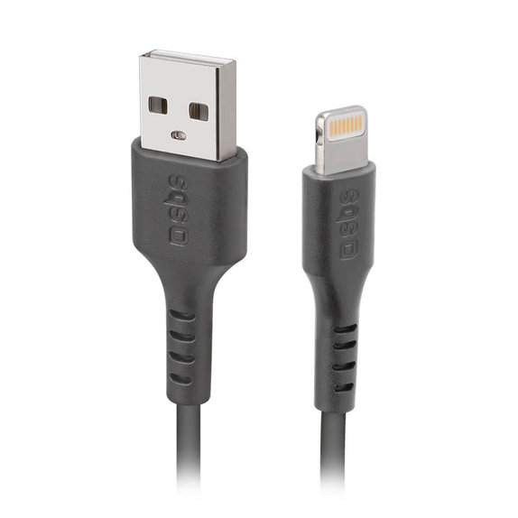 Kabel Lightning / USB (1m), czarny, black, SBS