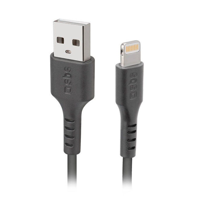 Kabel Lightning / USB (1m), czarny, black, SBS