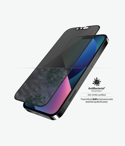 Szklo hartowane do iPhone 13, 13 Pro, 14, Case Friendly Privacy AB, Czarny, Black, PanzerGlass
